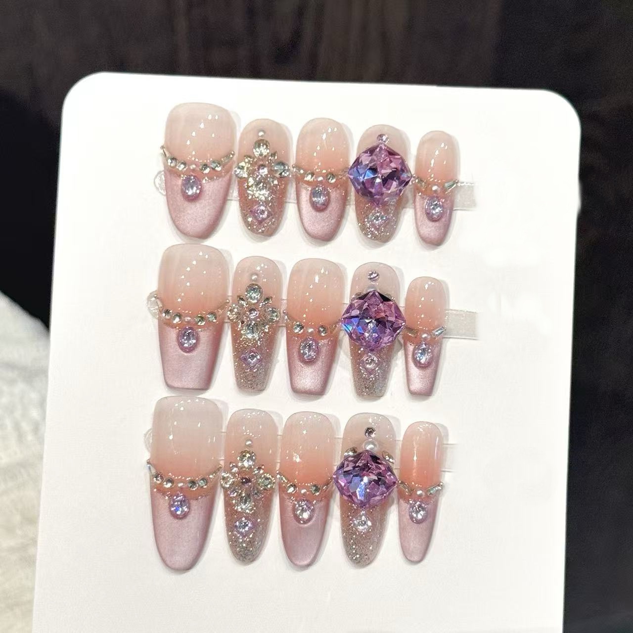 Nail Art Oval - 10pcs Pure Hand Pressed Coffin/Oval Nail