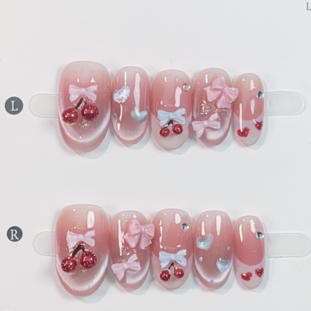 Nail Art Oval - 10pcs Cat's Eye Handmade Fake Nail
