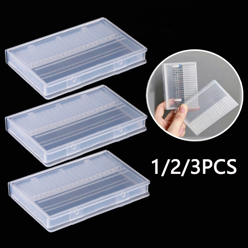 Nail Art Kaki - 1/2/3PCS 20 Slots Clear Nail Drill