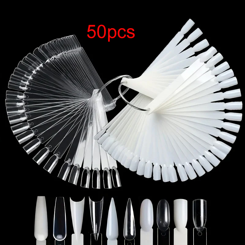 Nail Art Kaki - 50 Nail Sample Sticks with Rings,