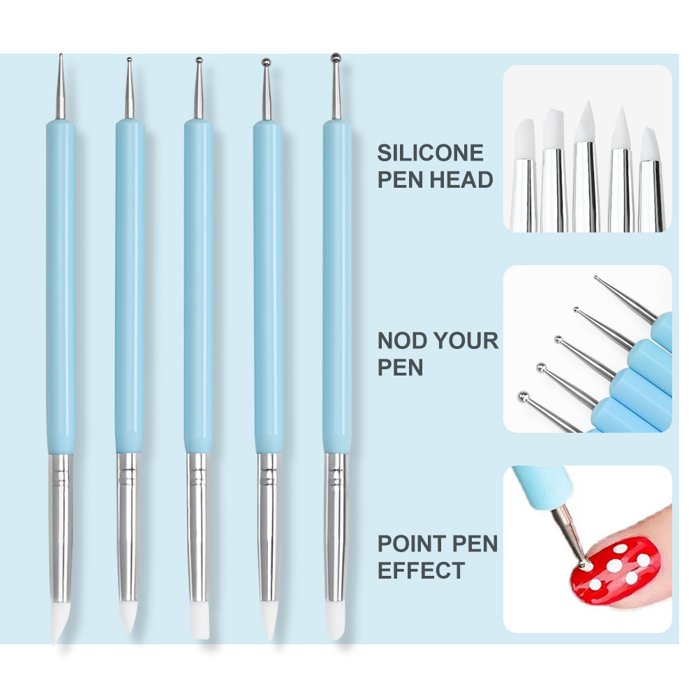 Nail Art Kaki - 1/3/5/6/pcs/set Nail Art Brush-Silicone Sculpting Dotting