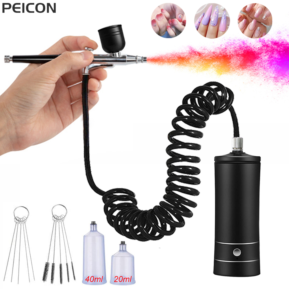 Nail Art Kaki - Airbrush Nail with Compressor Portable Air