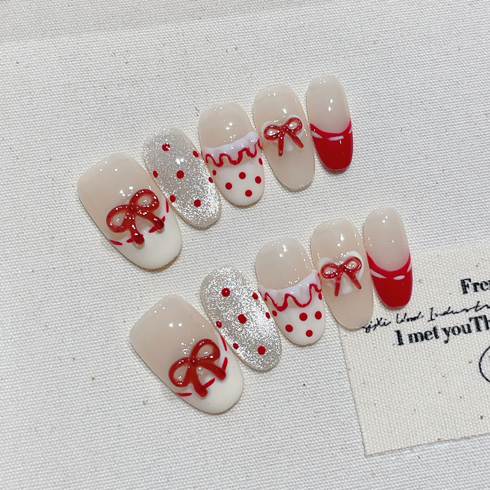 10pcs Short Oval Handmade Pres - Nail Art Red recension och pris