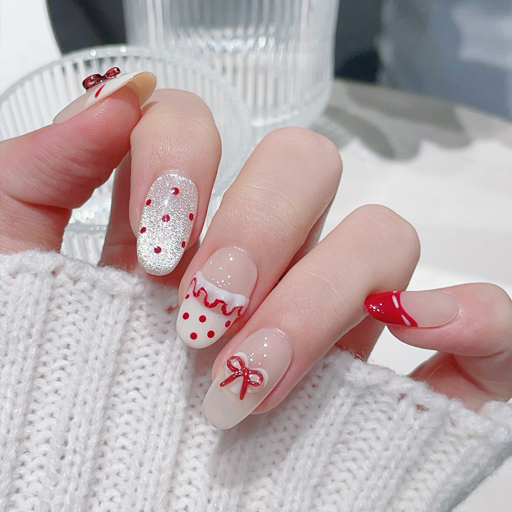 10pcs Short Oval Handmade Pres - Nail Art Red recension och pris