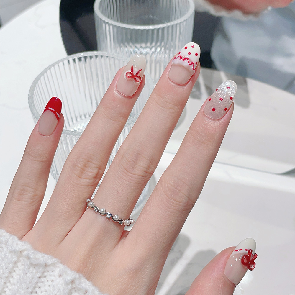 10pcs Short Oval Handmade Pres - Nail Art Red recension och pris