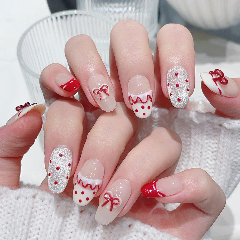 10pcs Short Oval Handmade Pres - Nail Art Red recension och pris