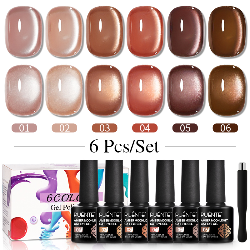 PUENTE 6pcs/set Brown Burgundy - Nail Art Burgundy recension och pris