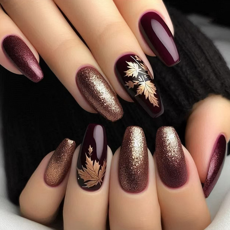 24pcs Elegant Burgundy Glitter - Nail Art Burgundy recension och pris