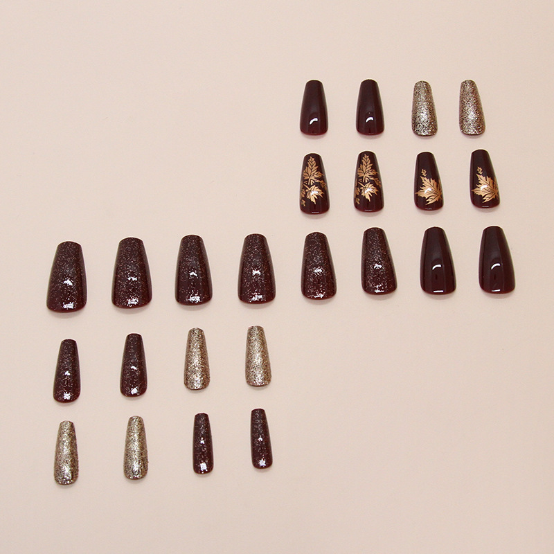 24pcs Elegant Burgundy Glitter - Nail Art Burgundy recension och pris
