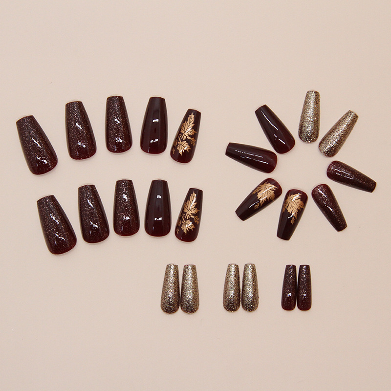 24pcs Elegant Burgundy Glitter - Nail Art Burgundy recension och pris