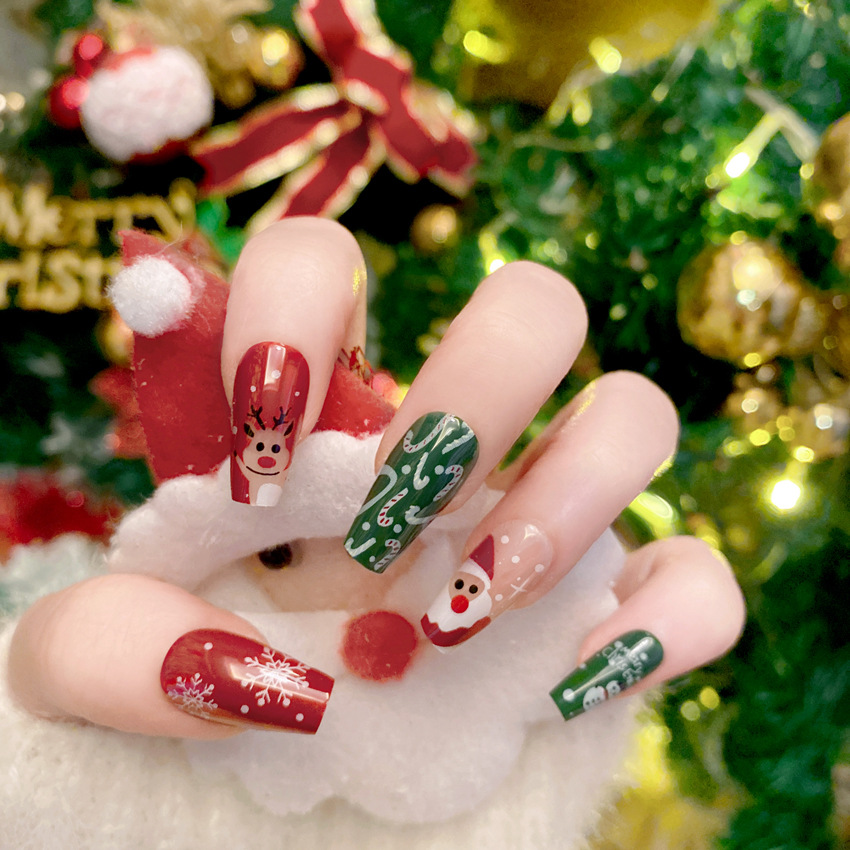 New Christmas Fake Nails Carto - Nail Art Burgundy recension och pris