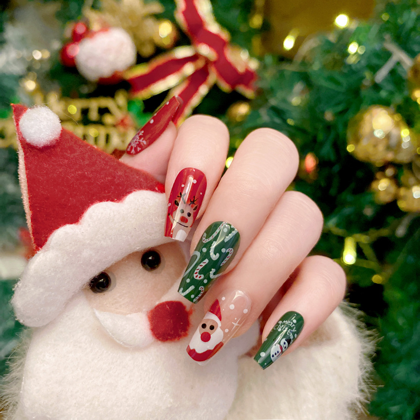 New Christmas Fake Nails Carto - Nail Art Burgundy recension och pris