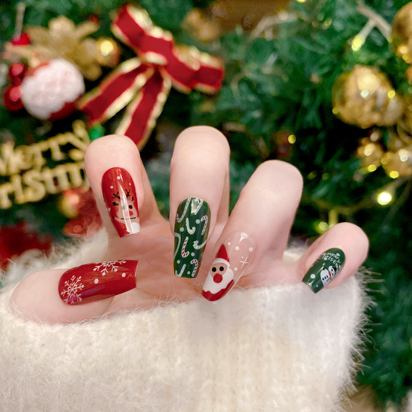 New Christmas Fake Nails Carto - Nail Art Burgundy recension och pris