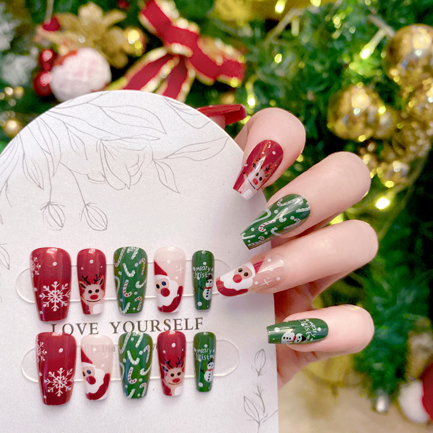 New Christmas Fake Nails Carto - Nail Art Burgundy recension och pris
