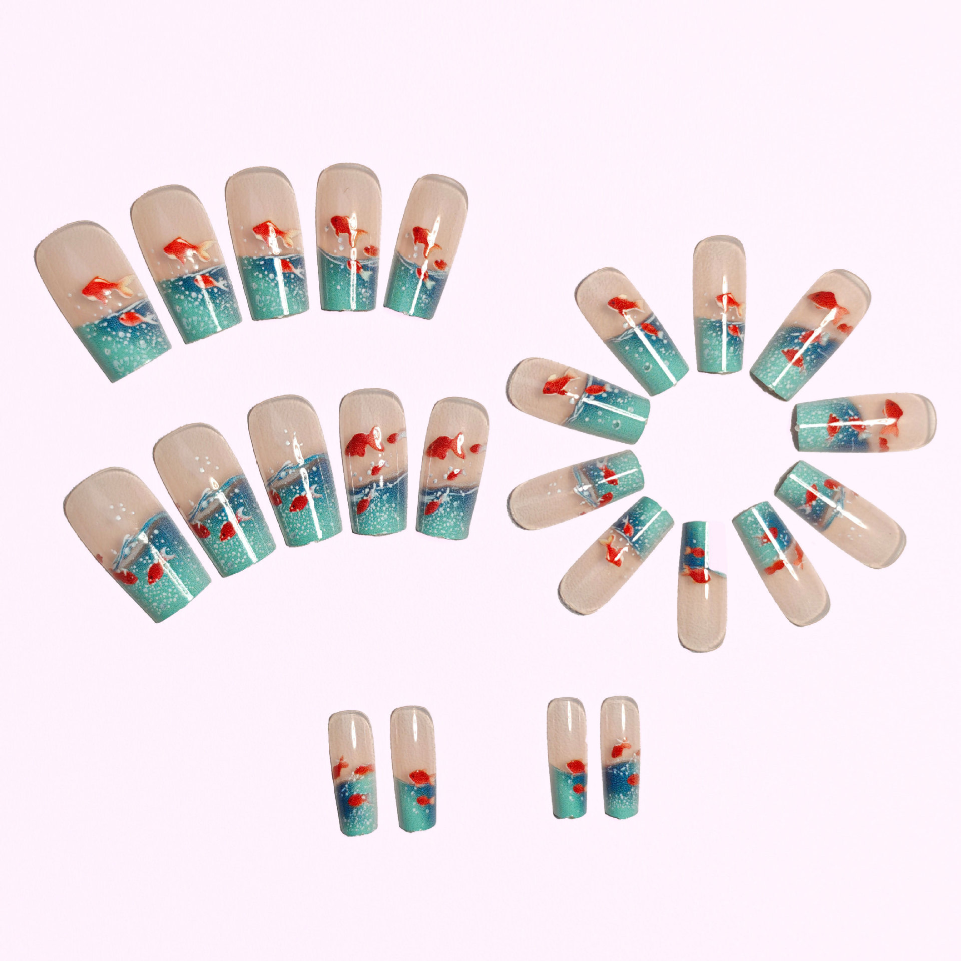 Medium long Square fake nails  - Nail Art Red recension och pris