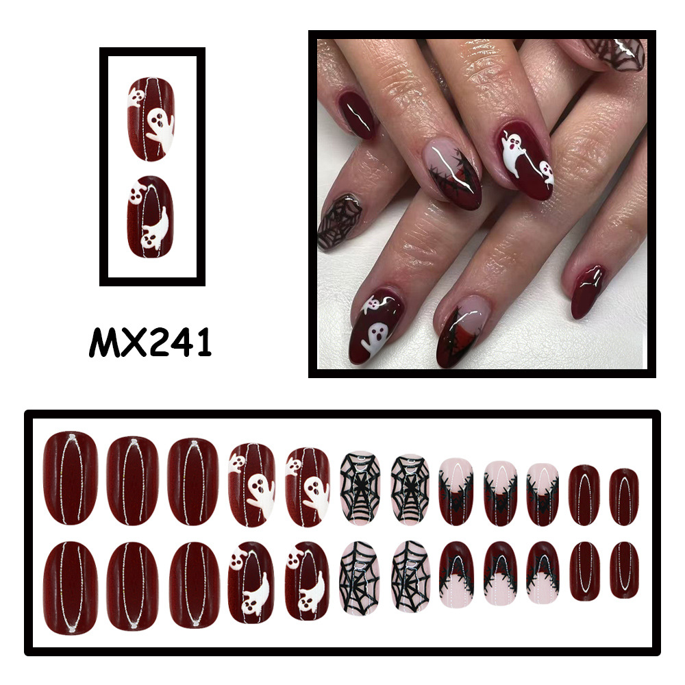24Pcs Halloween Press On Nails - Nail Art Burgundy recension och pris