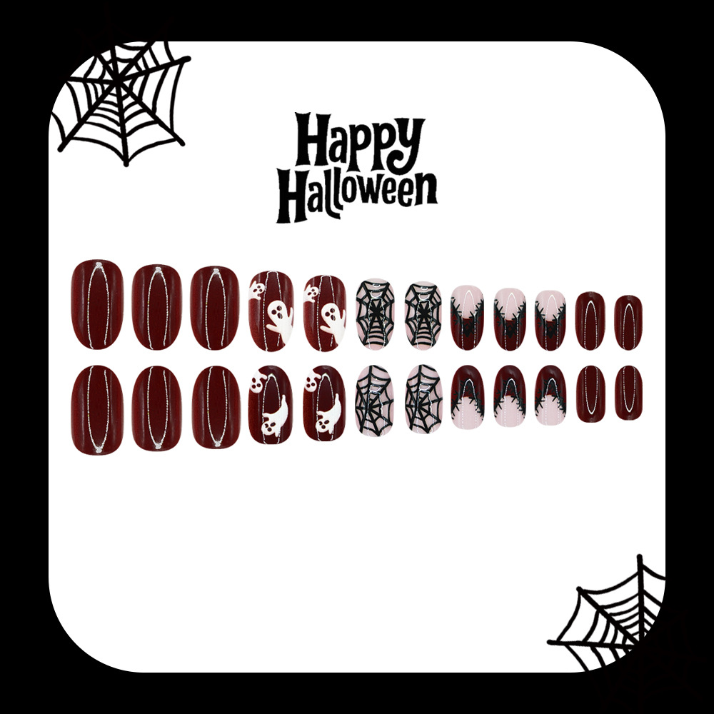 24Pcs Halloween Press On Nails - Nail Art Burgundy recension och pris