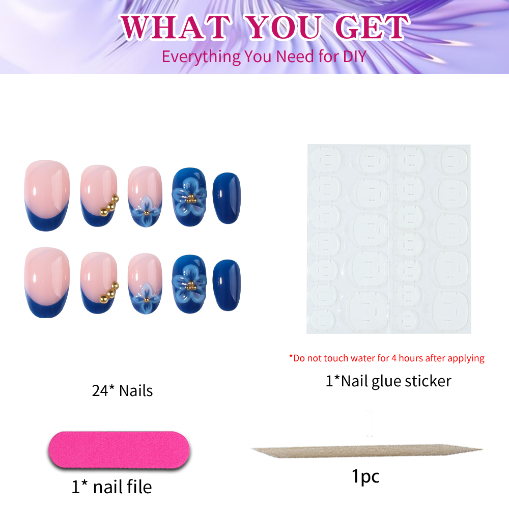 24pcs Short Oval 3D Gel Nail S - Nail Art Oval recension och pris