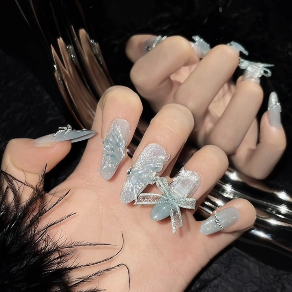 10pcs Pure Hand Pressed Long O - Nail Art Oval recension och pris