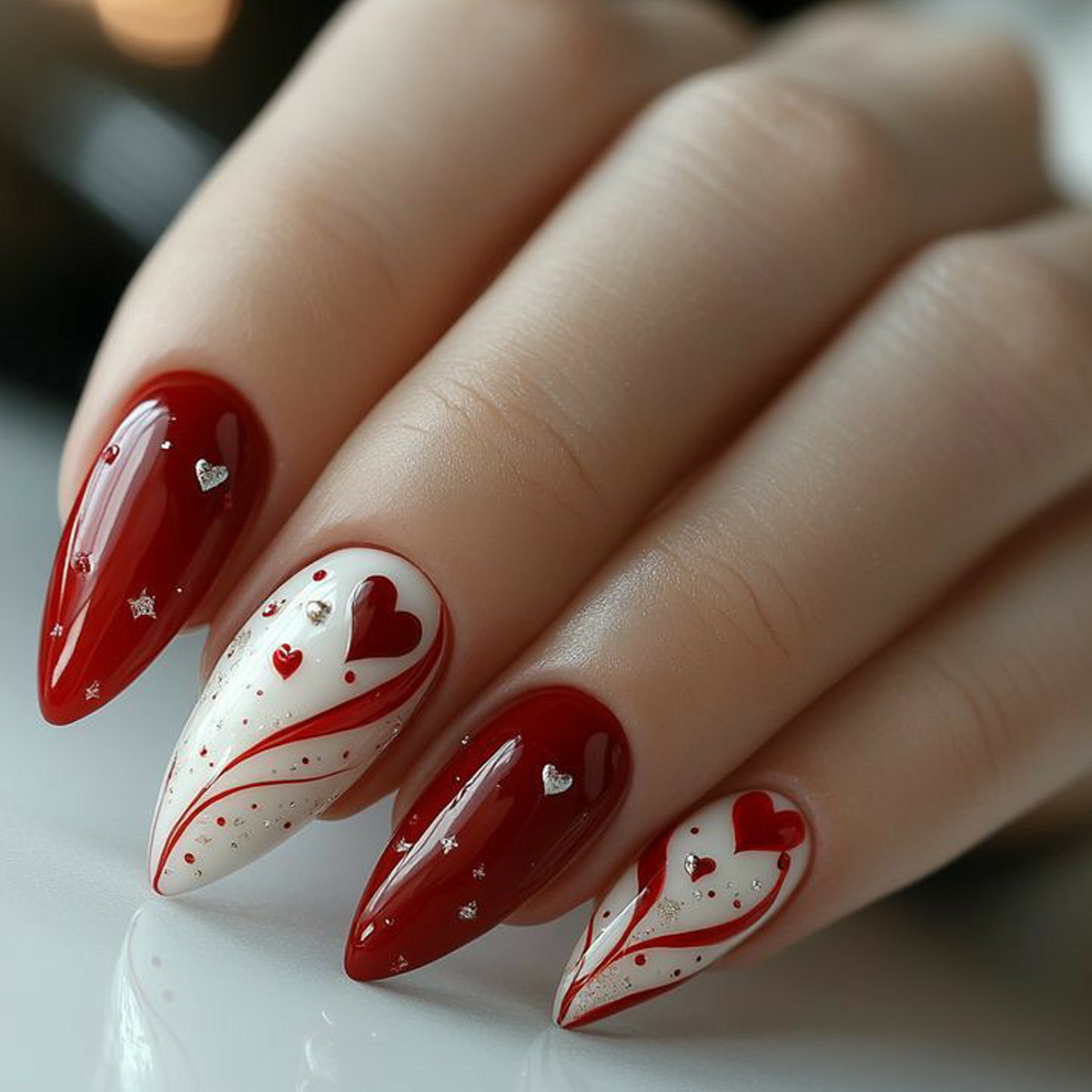 Short Medium fake nails for wo - Nail Art Red recension och pris