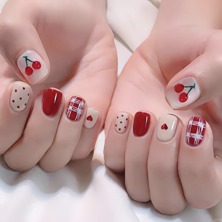 Short Square fake nails for wo - Nail Art Red recension och pris