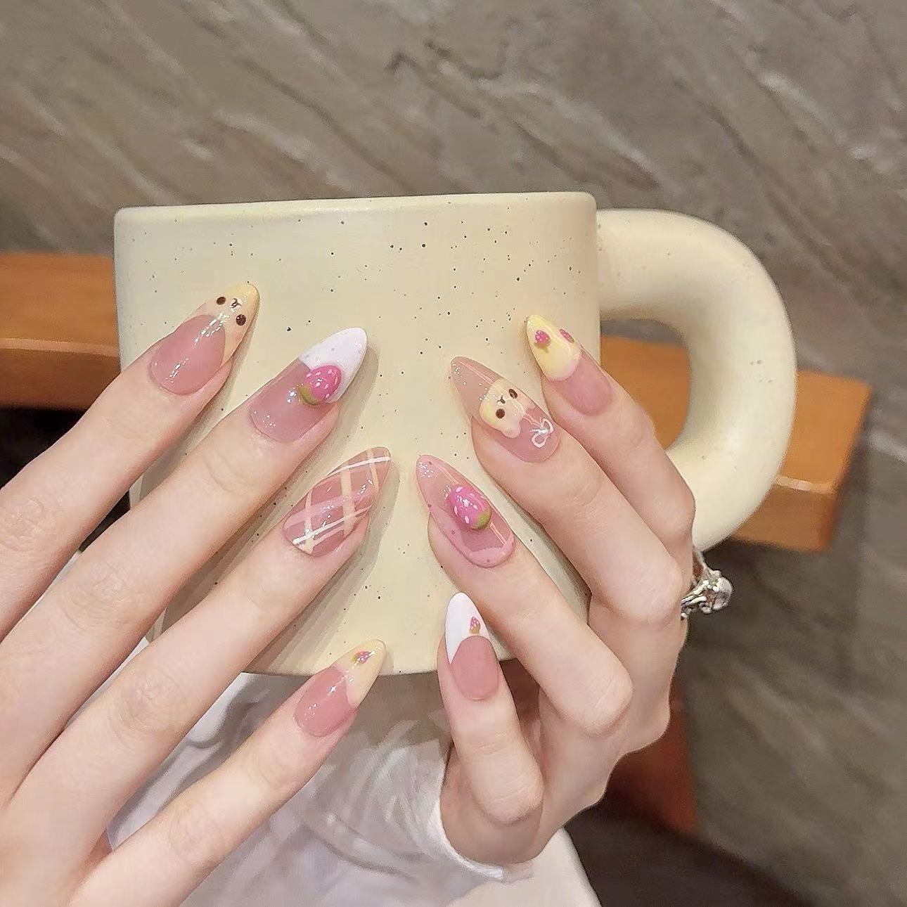 10pcs Pure Hand Pressed Medium - Nail Art Oval recension och pris