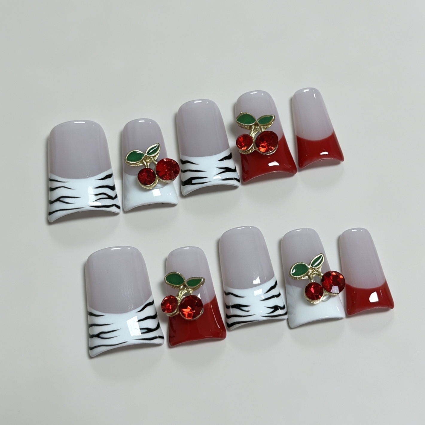 Medium Square 10Pcs French Pre - Nail Art Red recension och pris
