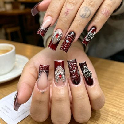 Long Coffin Nude Gradient Burg - Nail Art Red recension och pris