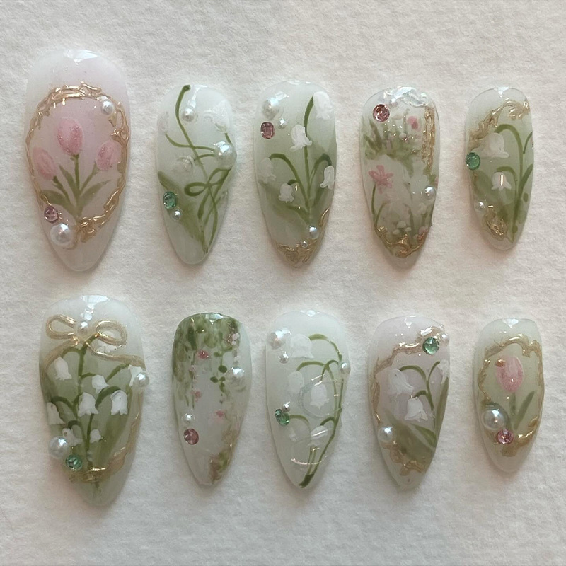 24Pcs Green French Fake Nails  - Nail Art Oval recension och pris