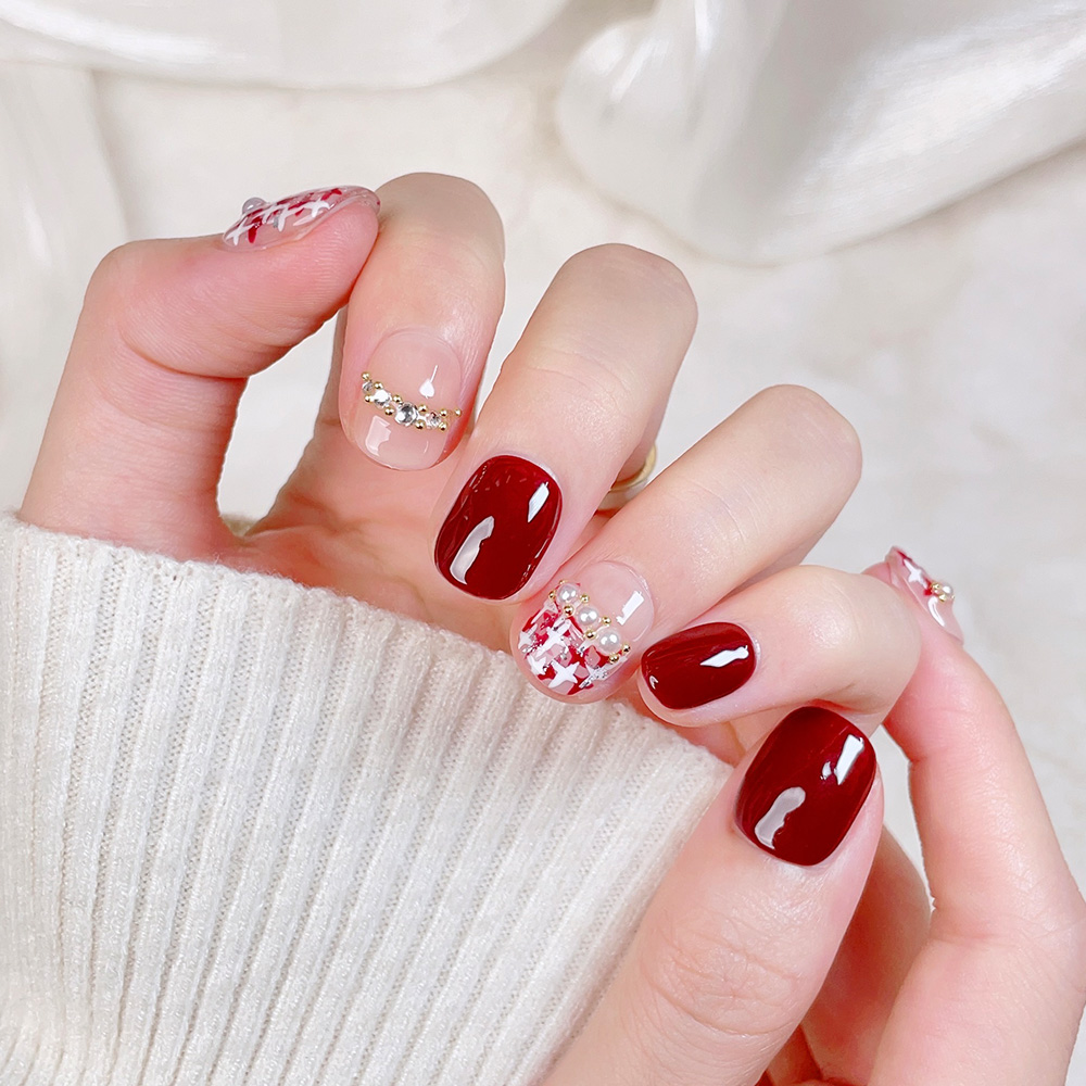 10pcs Short Square Round Handm - Nail Art Red recension och pris