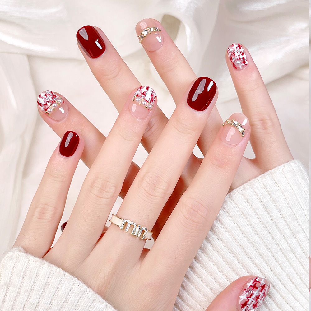 10pcs Short Square Round Handm - Nail Art Red recension och pris