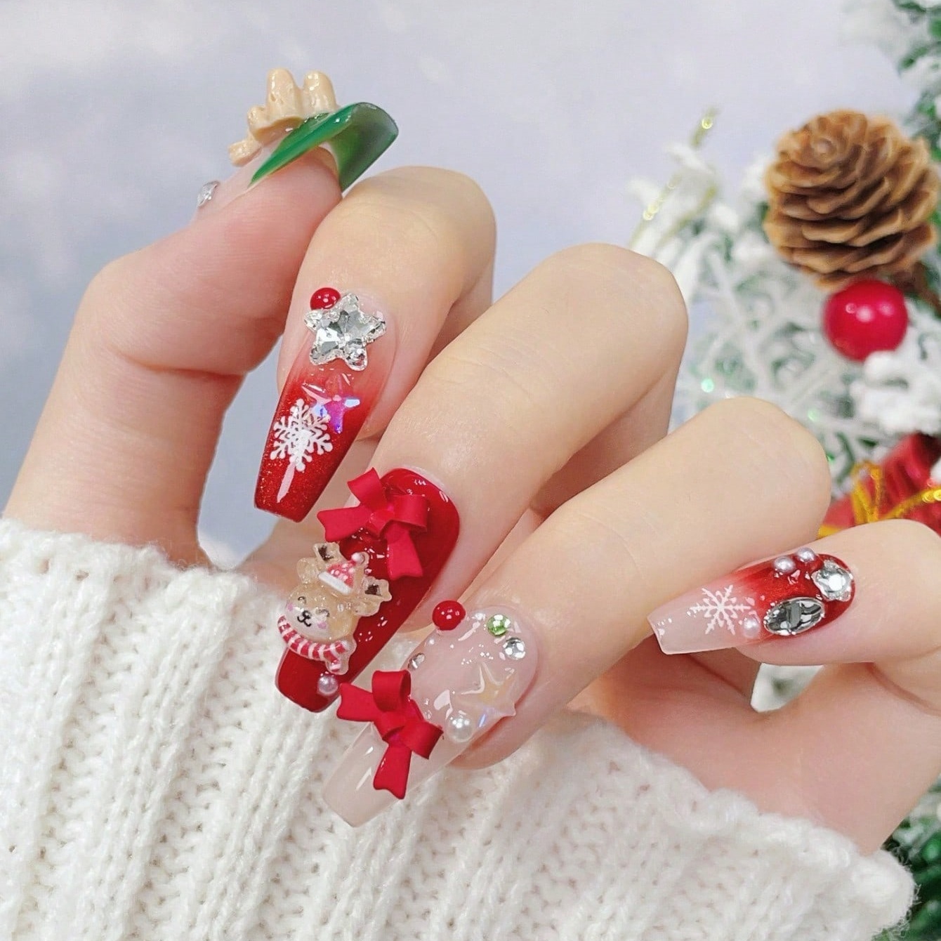 10pcs Handmade Coffin Shaped N - Nail Art Red recension och pris