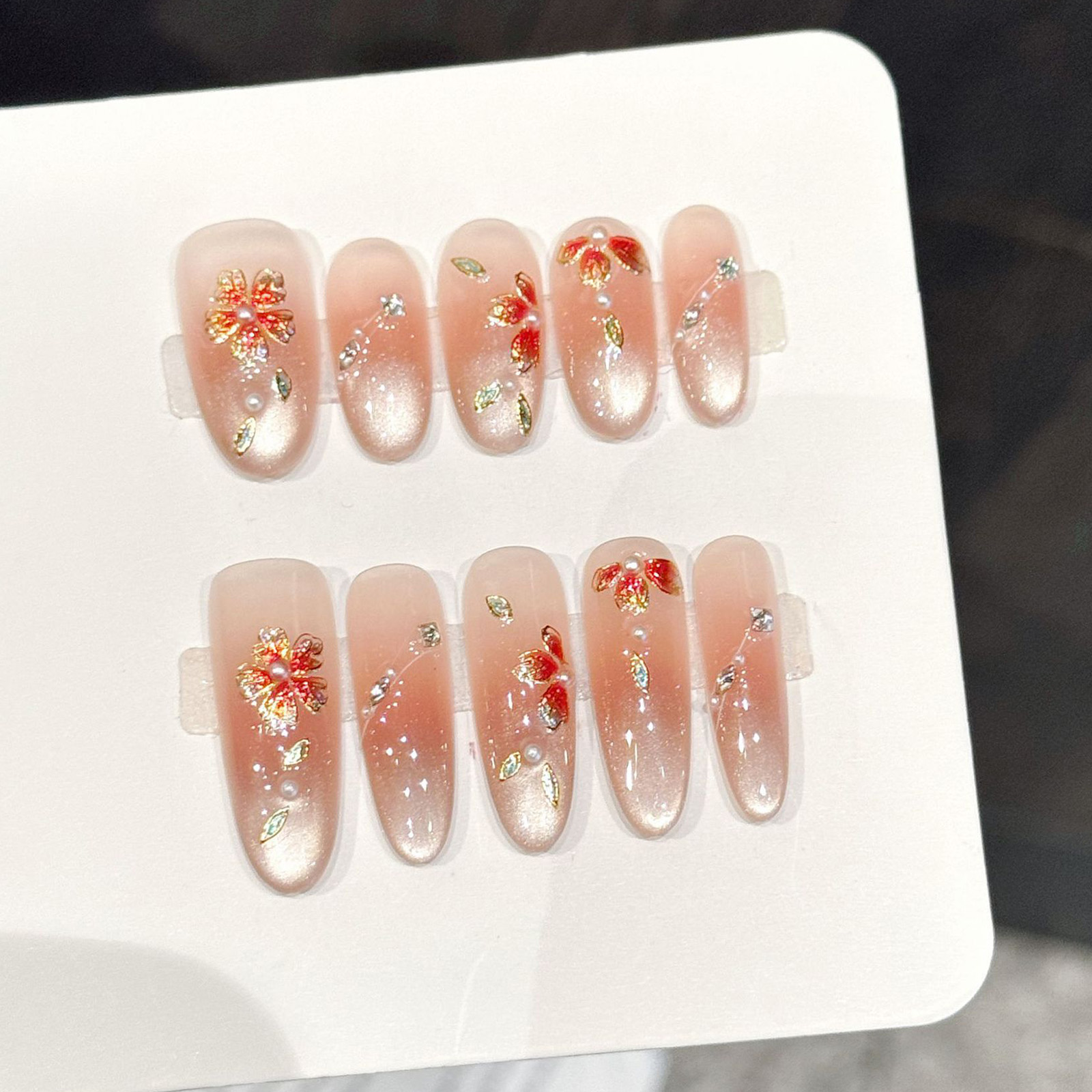 10pcs Handmade Fake Nails Pres - Nail Art Oval recension och pris